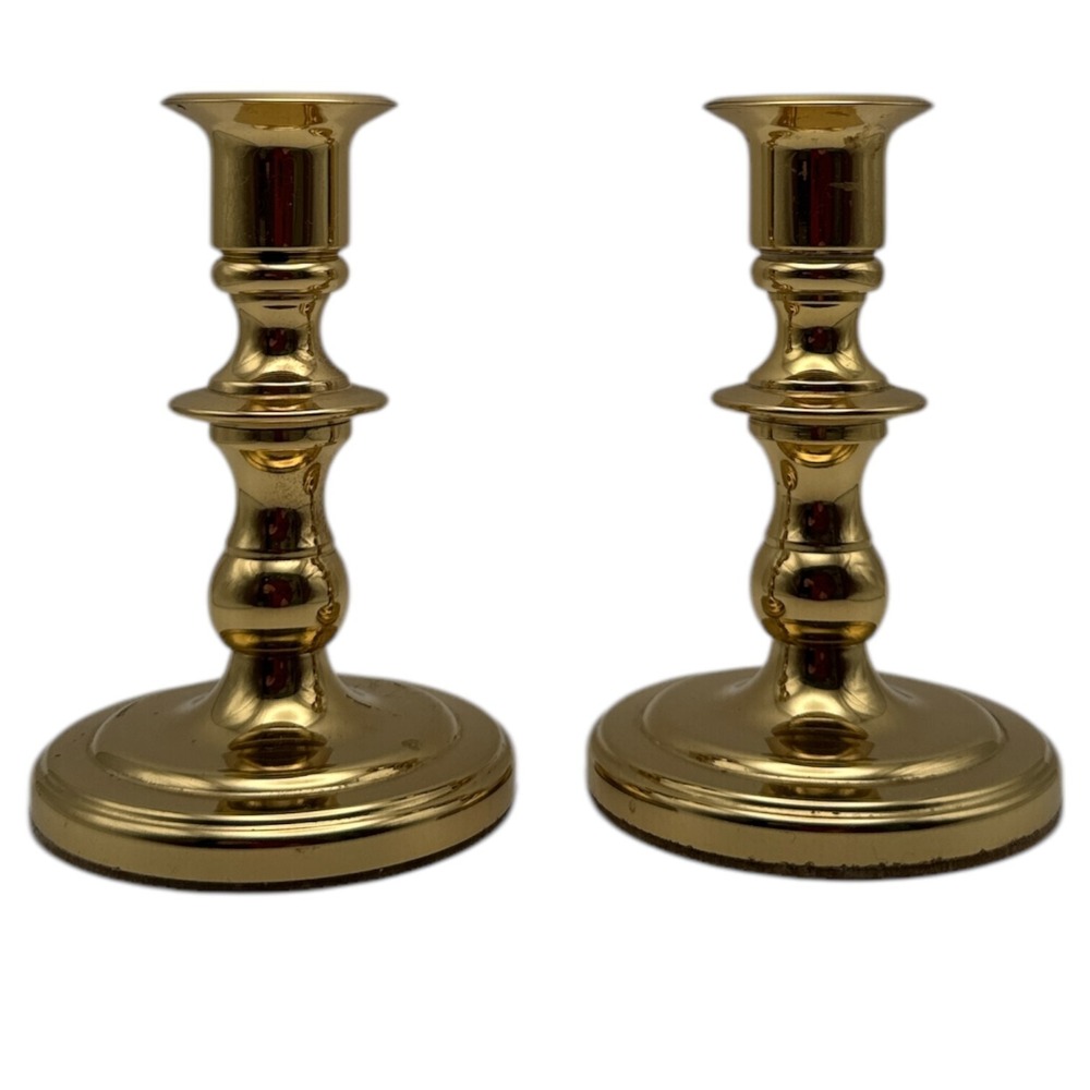 Baldwin Brass 4 3/4" Solid Brass Candlestick Holders Made In USA Set of 2